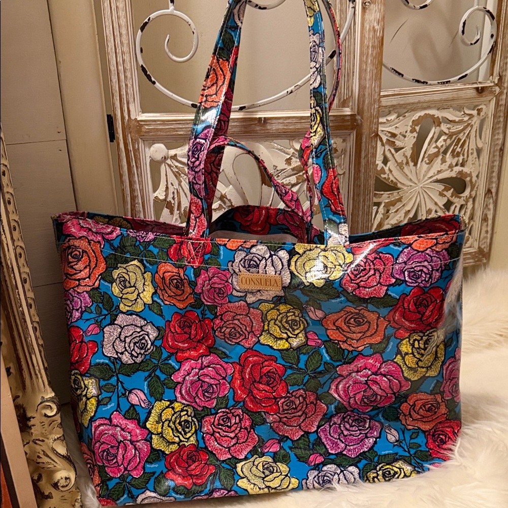 Consuela Vibrant Rose Pattern Tote - Picture 9 of 11